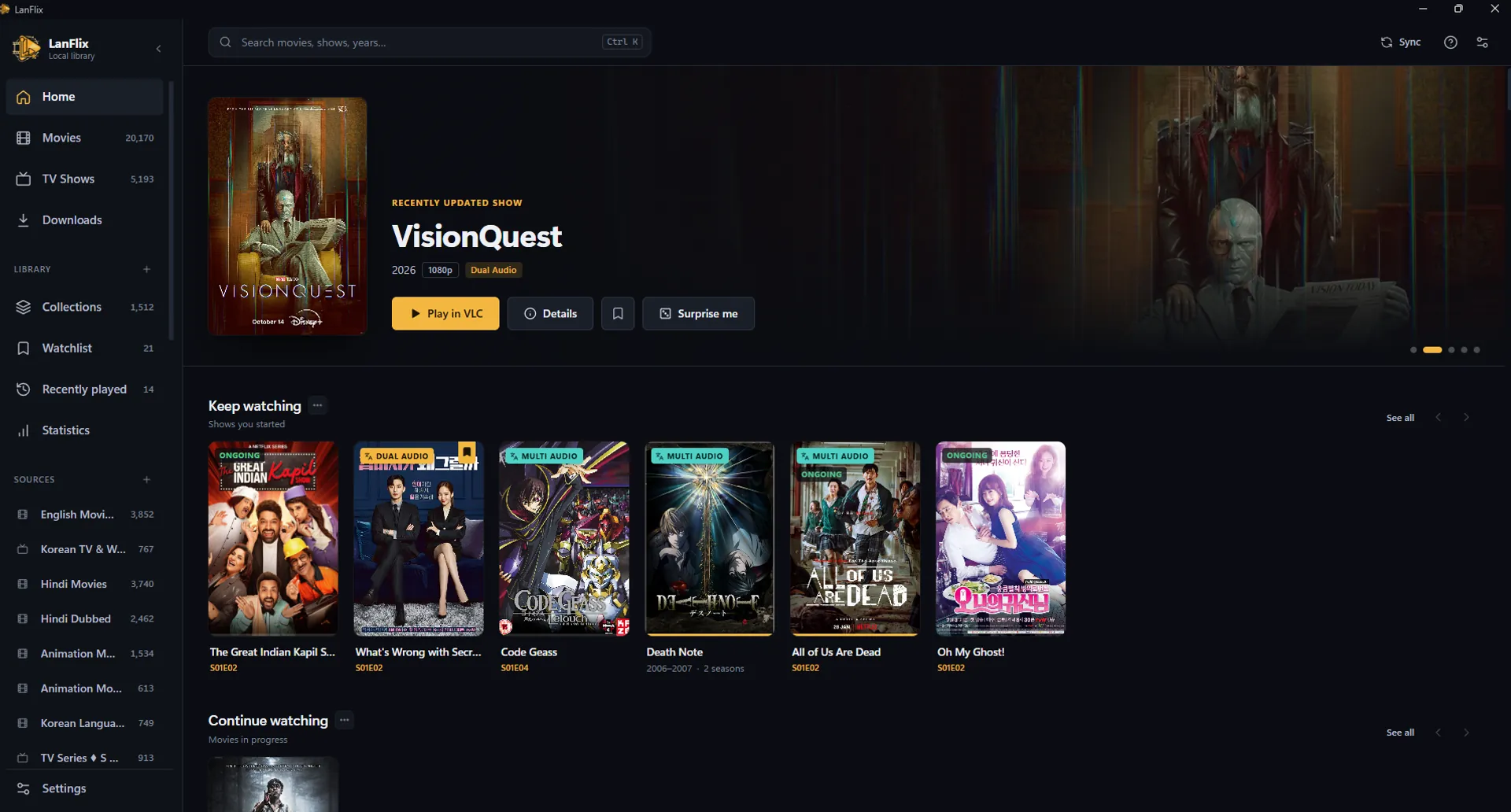 LanFlix হোম পেজ